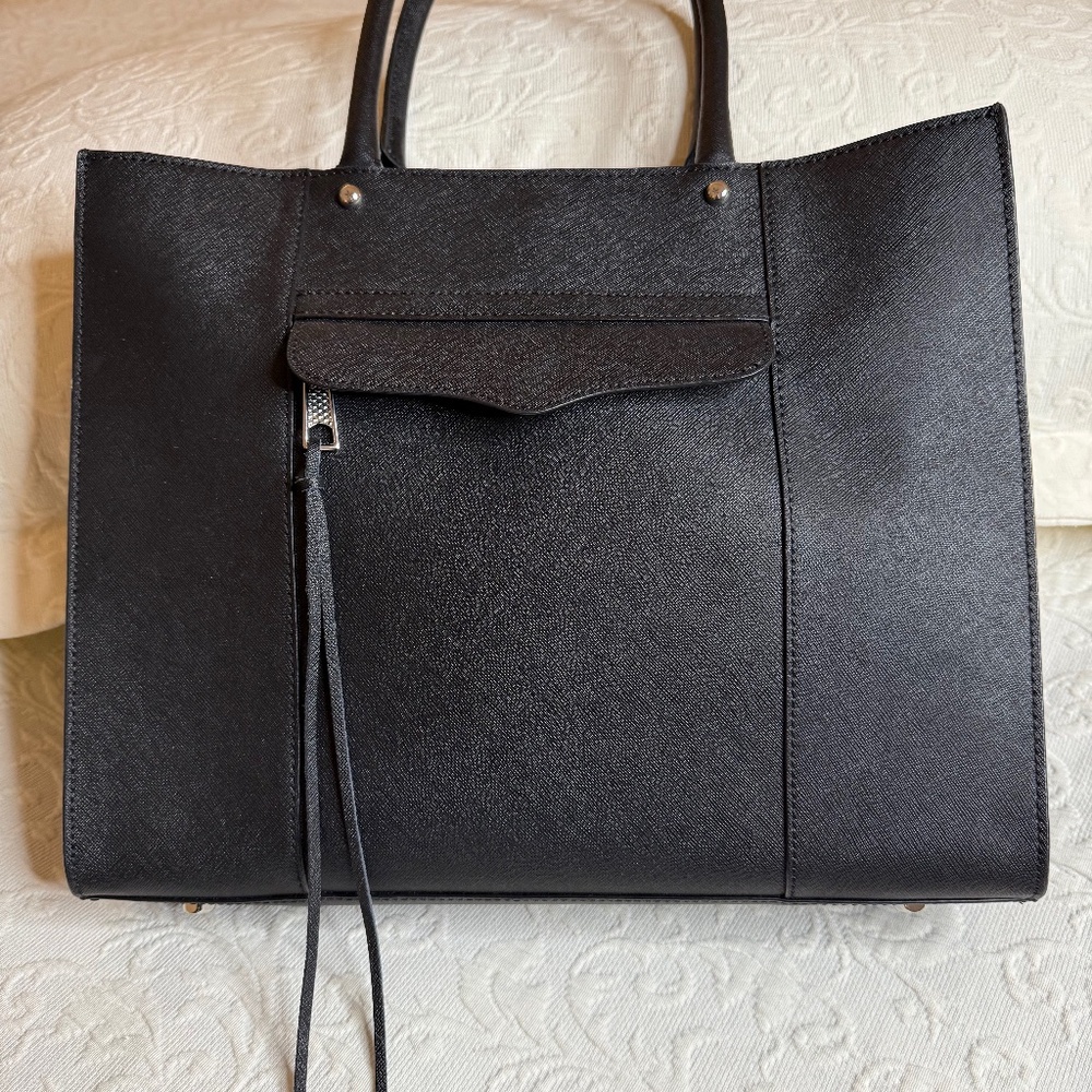 Classic Black Saffiano Leather Tote - Rebecca Minkoff Collection